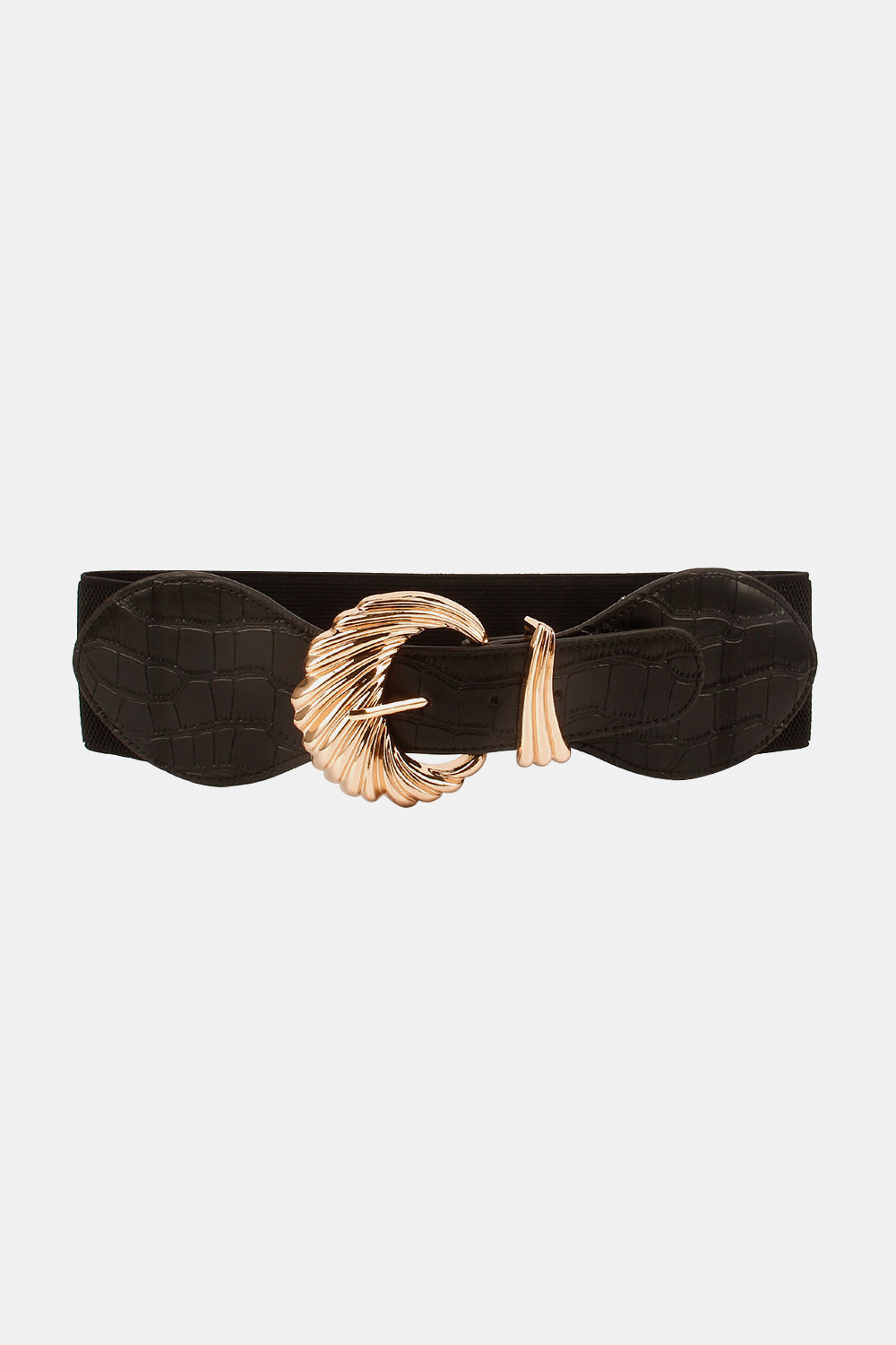 Shell Alloy Buckle Elastic Belt - Black / One Size