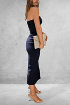 Slit Tube Midi Dress - Dark Blue / S