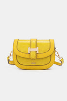 Small Croc Embossed Crossbody Bag - Yellow / One Size