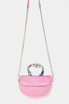 Small Glossy Circle Handle Bag w Chain