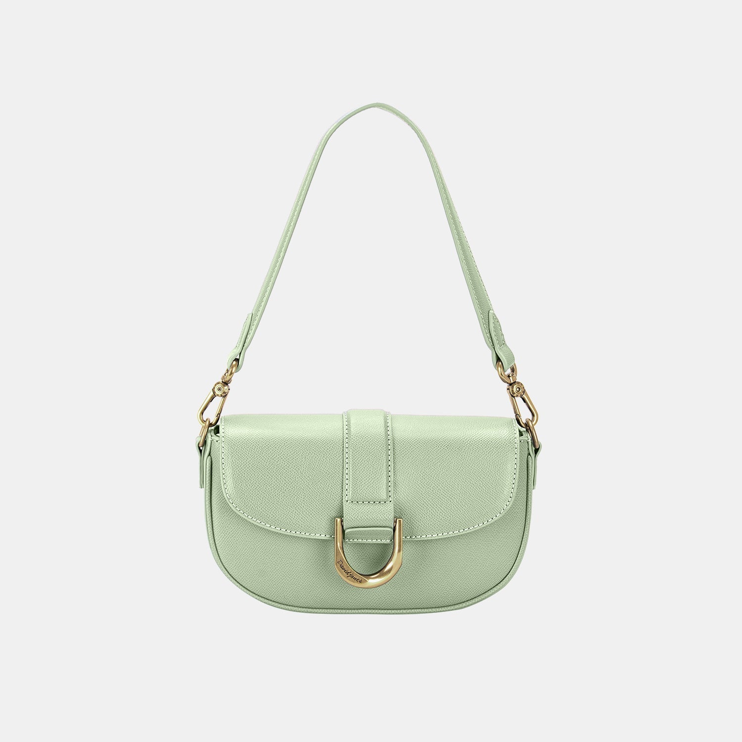 Small Leather Shoulder Bag w Front Magnet - Apple Green / One Size