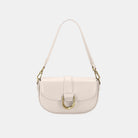 Small Leather Shoulder Bag w Front Magnet - Ivory / One Size