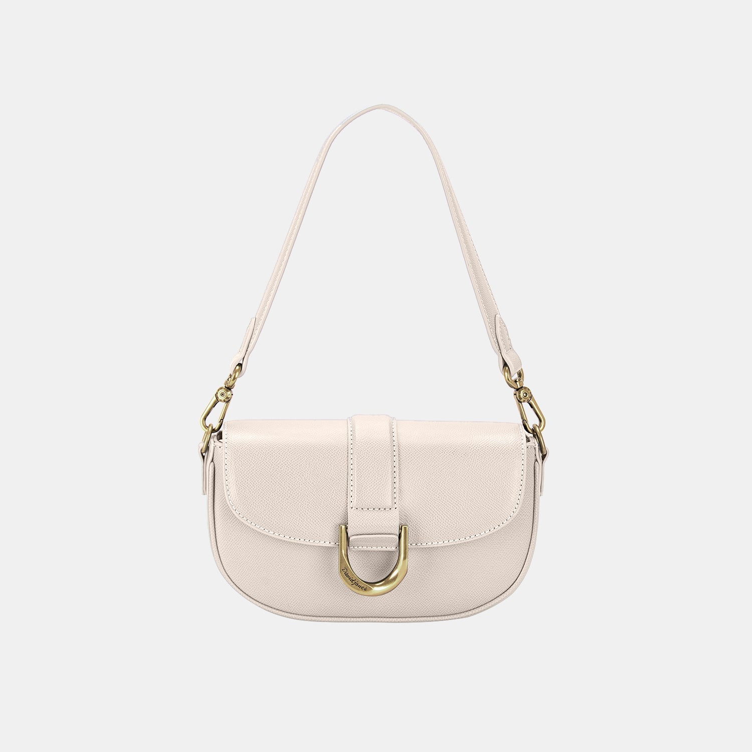 Small Leather Shoulder Bag w Front Magnet - Ivory / One Size