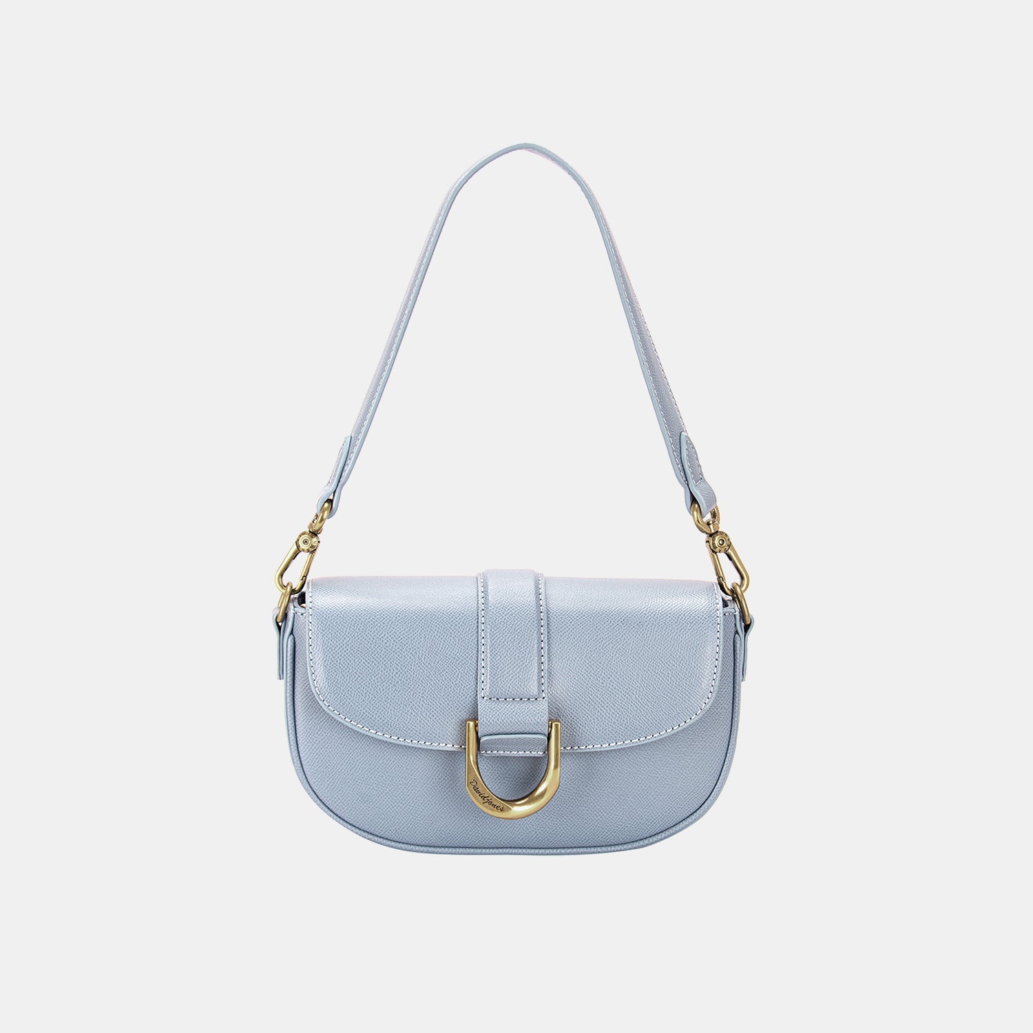 Small Leather Shoulder Bag w Front Magnet - L. Blue / One Size