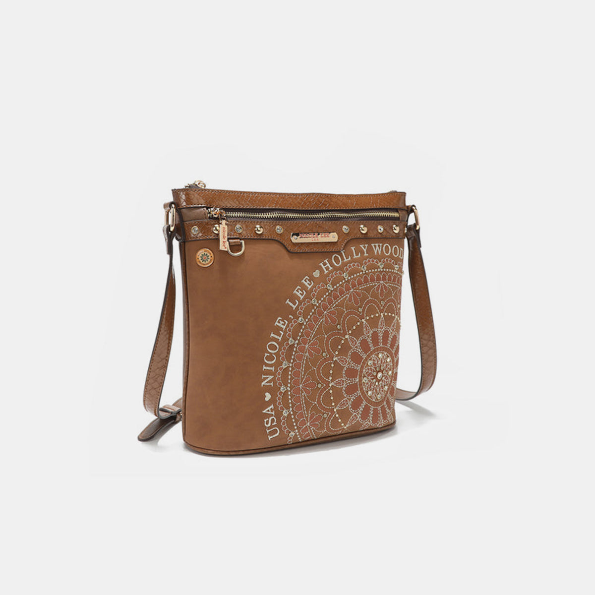 Small Metallic Stitching Rhinestone Crossbody Bag