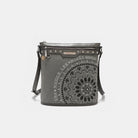 Small Metallic Stitching Rhinestone Crossbody Bag - Gray / One Size