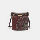 Small Metallic Stitching Rhinestone Crossbody Bag - Wine / One Size