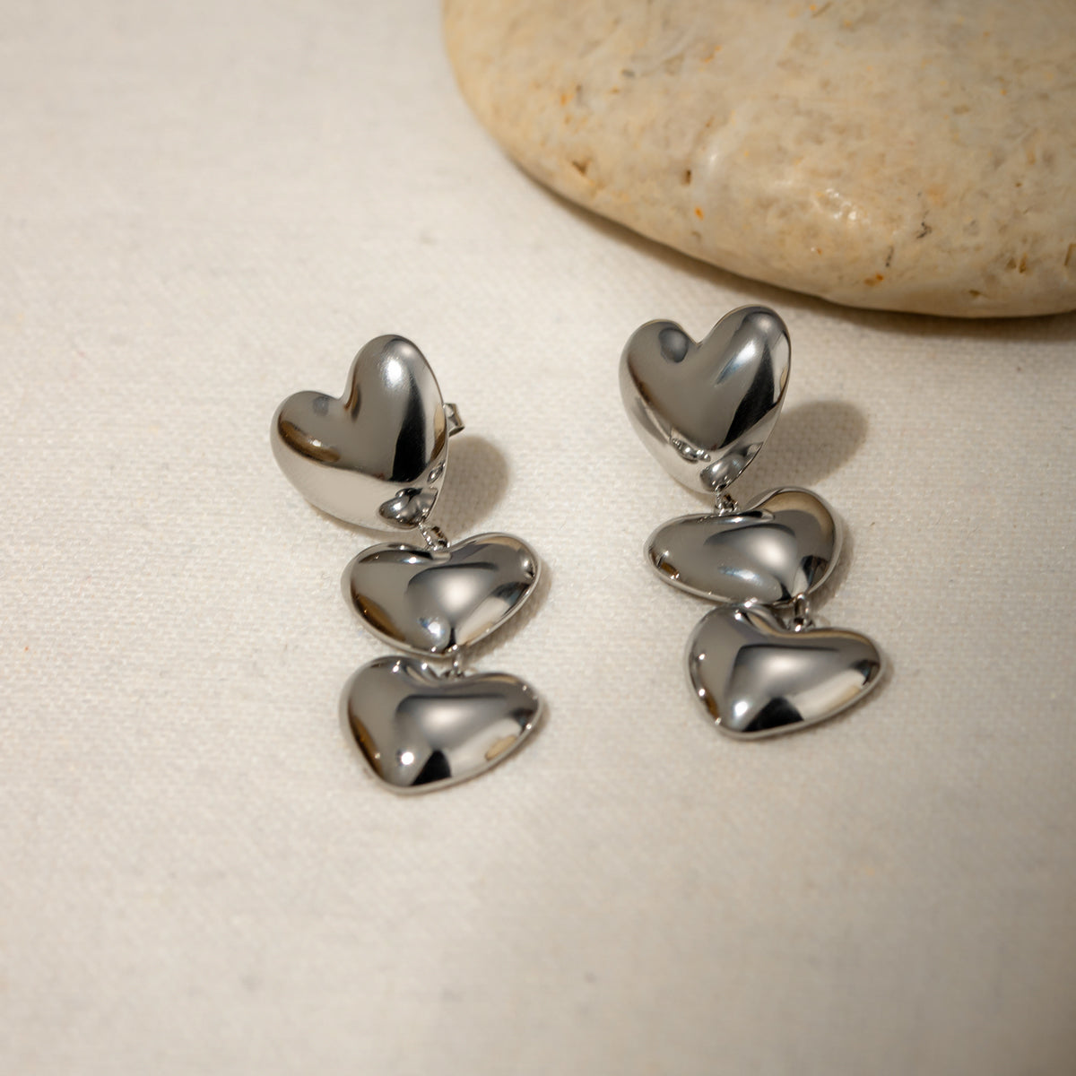 Solid 3 Heart Earrings