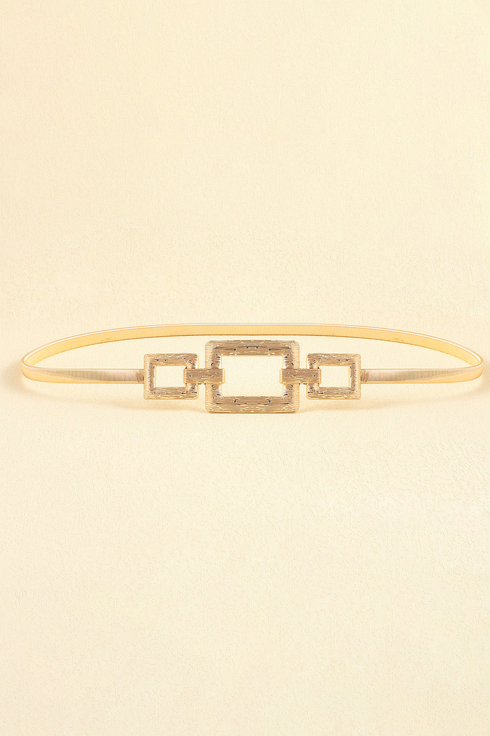 Square Shape Zinc Alloy Buckle Iron Belt - Gold / One Size