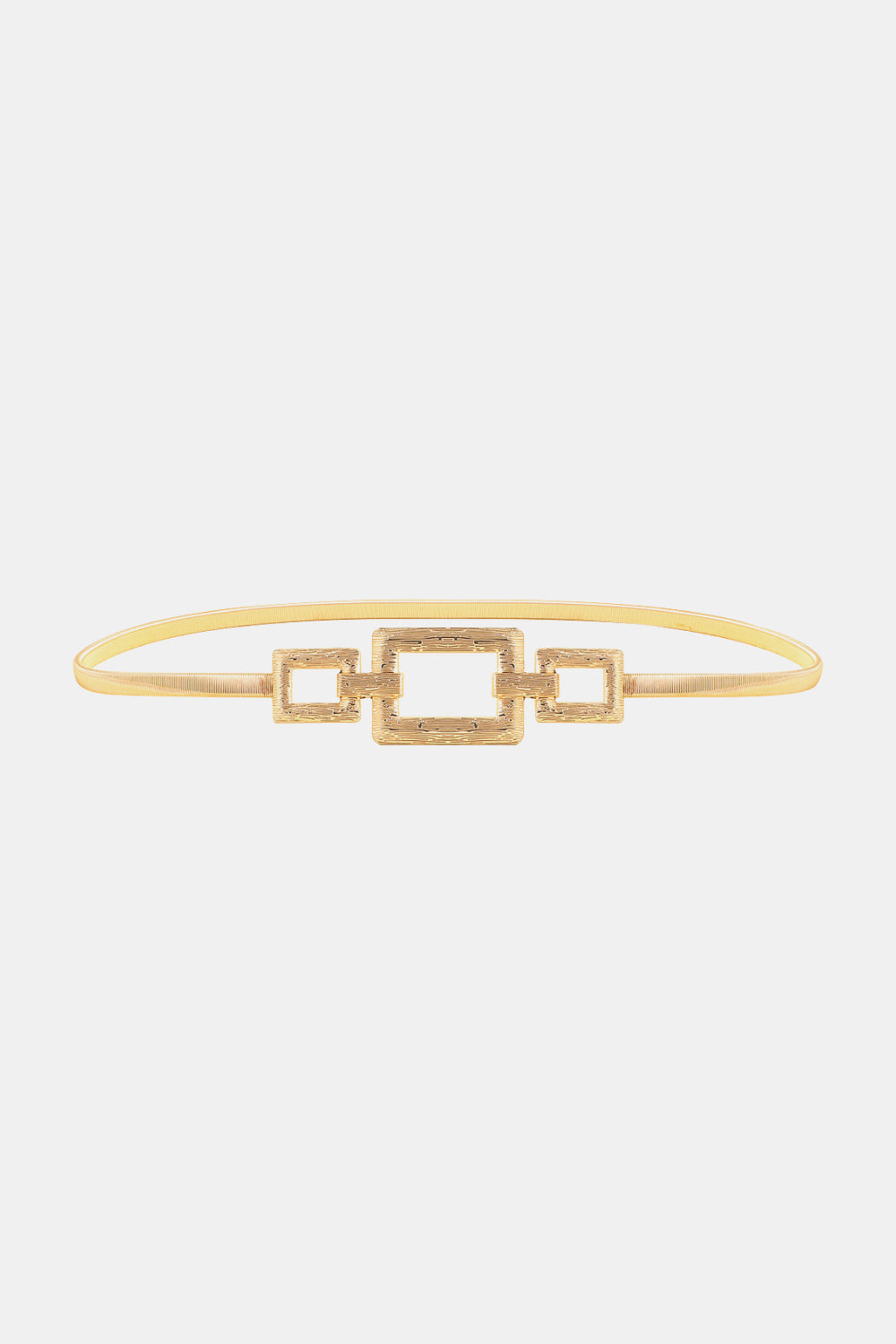 Square Shape Zinc Alloy Buckle Iron Belt - Gold / One Size