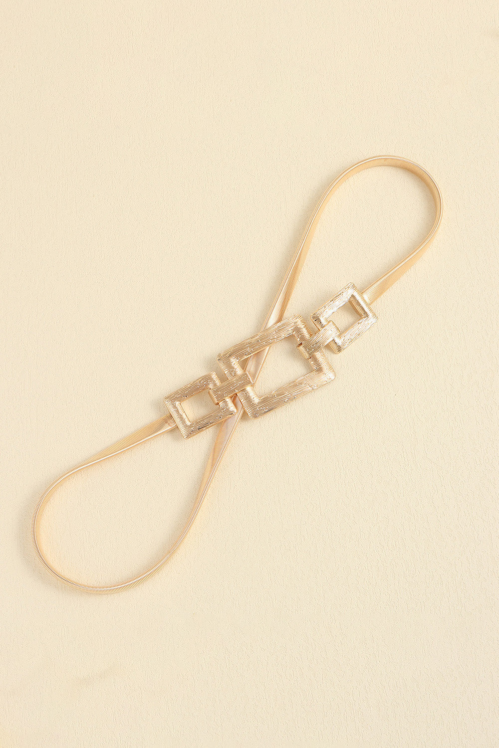 Square Shape Zinc Alloy Buckle Iron Belt - Gold / One Size