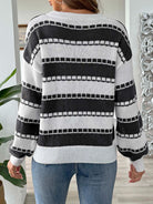 Striped Round Neck Long Sleeve Sweater