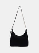 Suede Adjustable Strap Shoulder Bag - Black / One Size