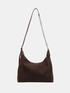 Suede Adjustable Strap Shoulder Bag - Coffee Brown / One Size