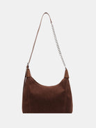 Suede Adjustable Strap Shoulder Bag - Dark Brown / One Size