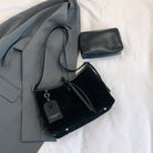 Suede Shoulder Bag and PU Leather Clutch 2 Piece Set