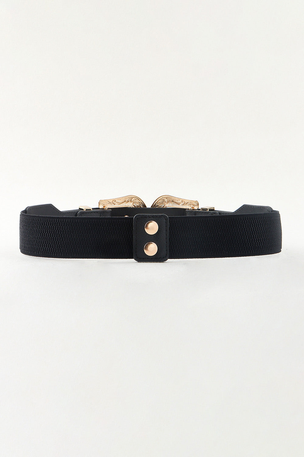 Symmetrical Zinc Alloy Buckle PU Leather Belt - Black / One Size