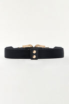 Symmetrical Zinc Alloy Buckle PU Leather Belt - Black / One Size