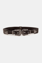 Symmetrical Zinc Alloy Buckle PU Leather Belt - Black / One Size