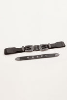 Symmetrical Zinc Alloy Buckle PU Leather Belt - Black / One Size