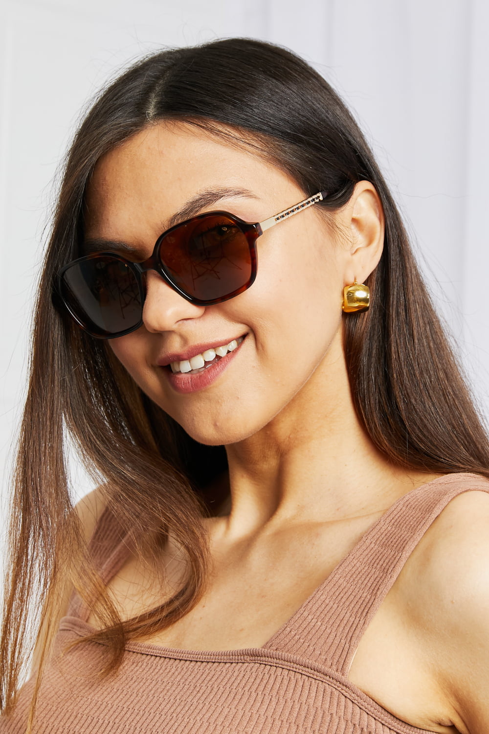 TAC Polarization Lens Full Rim Sunglasses - Brown / One Size