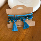 Tassel Rice Bead Bracelet - Royal Blue / One Size