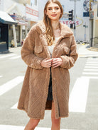 Texture Button Up Dropped Shoulder Coat - Camel / S