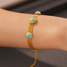 Turquoise Dot Bracelet - Gold / One Size