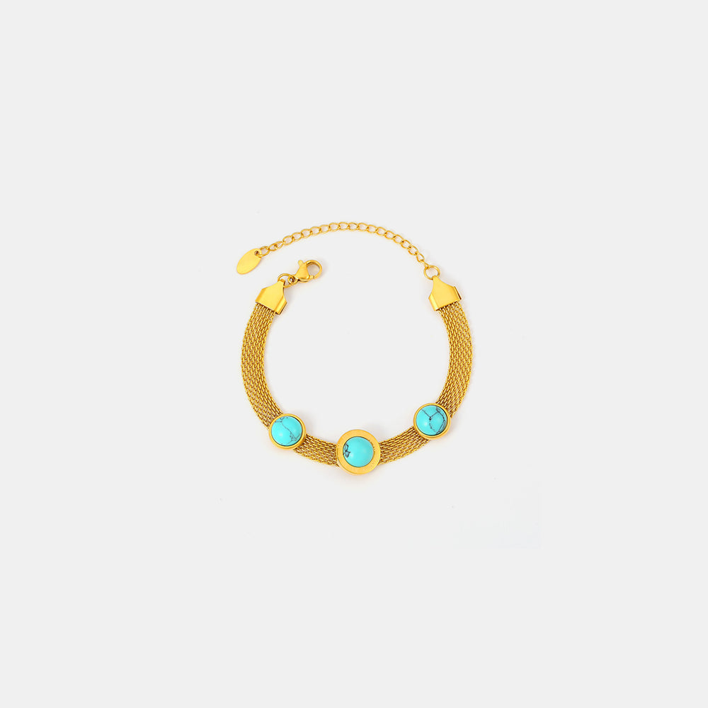 Turquoise Dot Bracelet - Gold / One Size