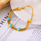 Turquoise Dot Bracelet - Gold / One Size