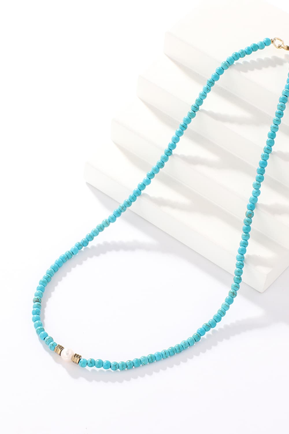 Turquoise & Pearl Necklace - Sky Blue / One Size