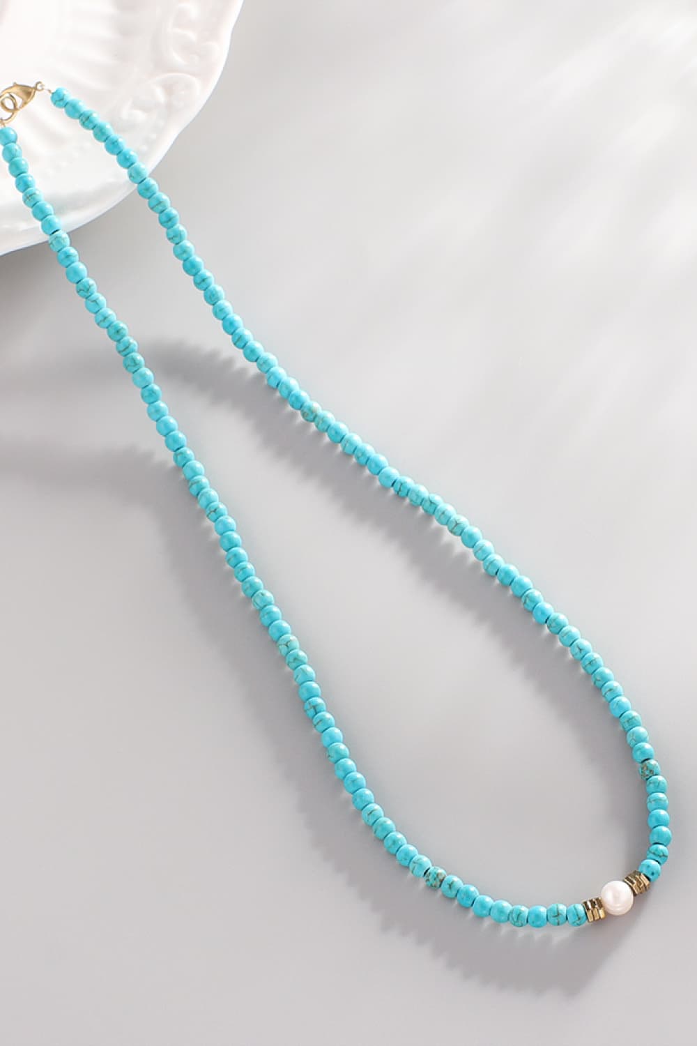 Turquoise & Pearl Necklace - Sky Blue / One Size