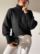 Turtleneck Long Sleeve Sweater - Black / S