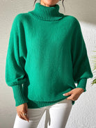 Turtleneck Long Sleeve Sweater - Dark Green / S