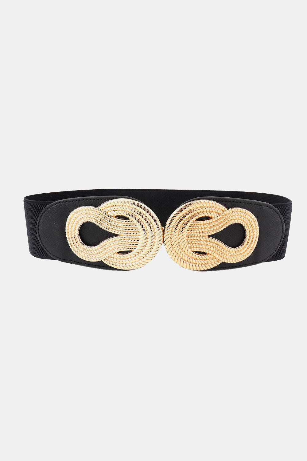 Twisted Alloy Buckle Wide Belt - Black / One Size