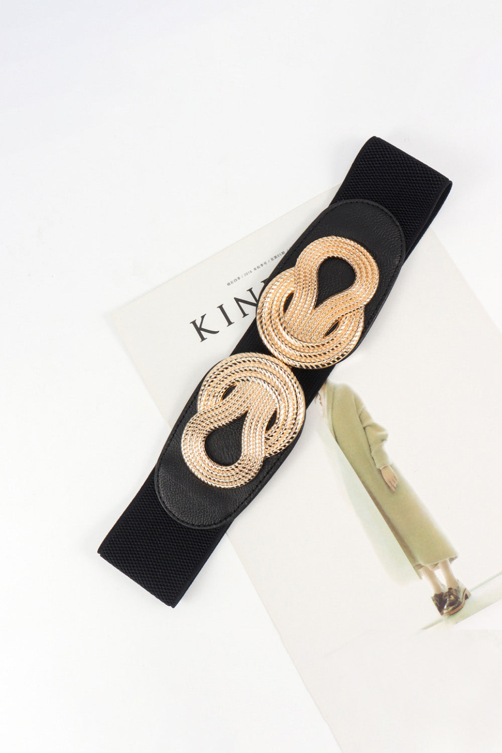 Twisted Alloy Buckle Wide Belt - Black / One Size