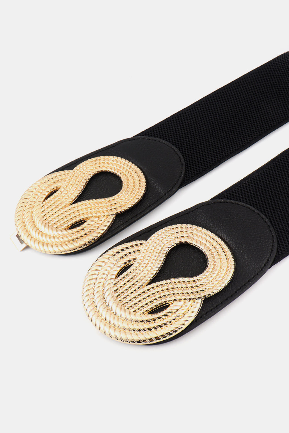 Twisted Alloy Buckle Wide Belt - Black / One Size