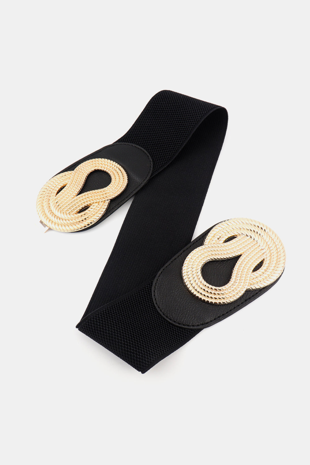Twisted Alloy Buckle Wide Belt - Black / One Size