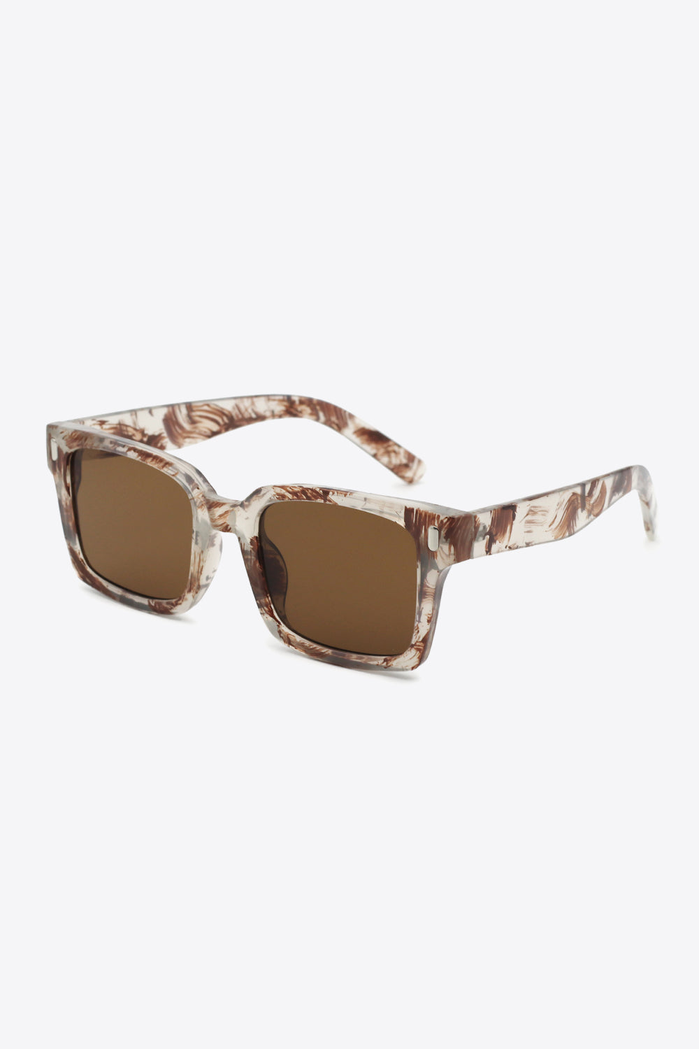 UV400 Polycarbonate Square Sunglasses - Chestnut / One Size
