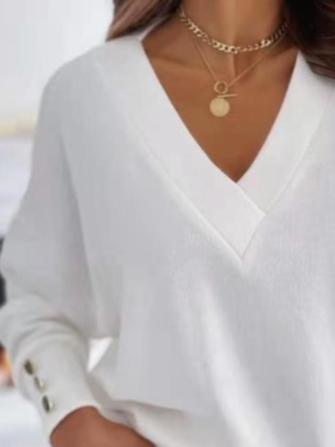 V-Neck Long Sleeve Sweatshirt