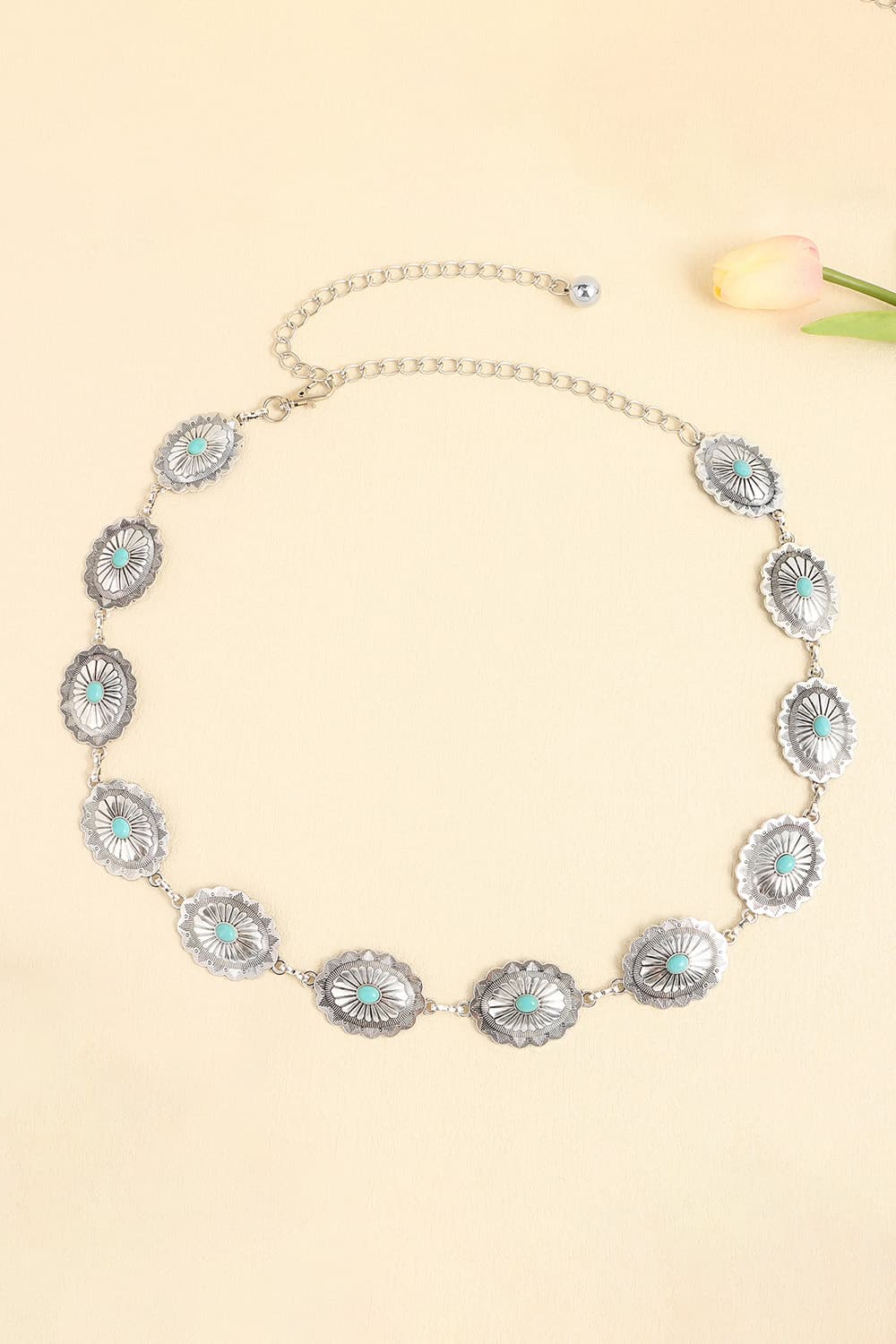 Vintage Turquoise Alloy Belt - Style A / One Size
