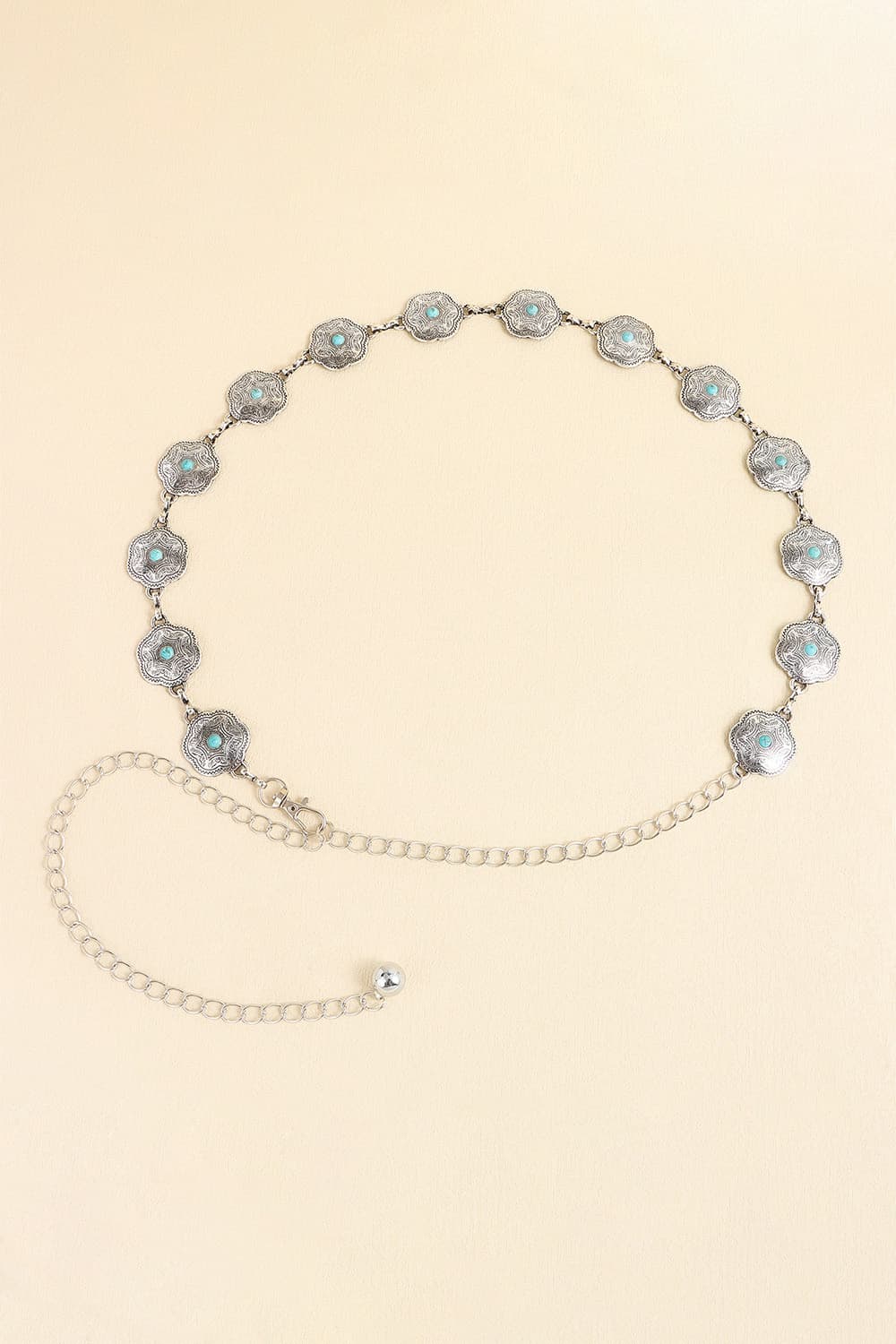 Vintage Turquoise Alloy Belt - Style B / One Size