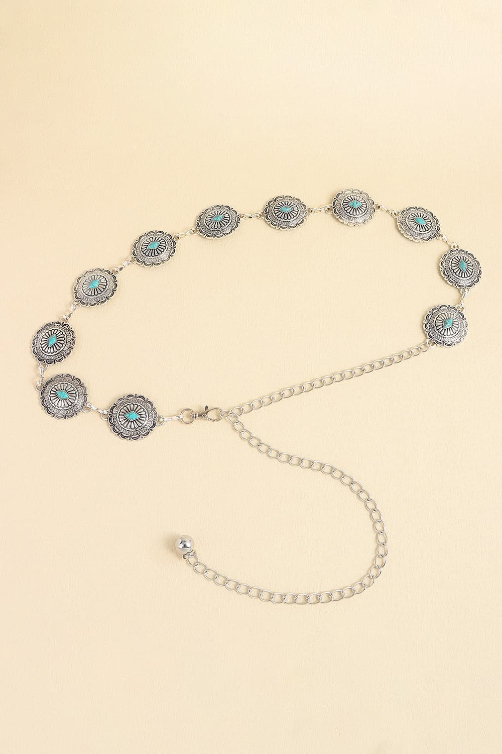 Vintage Turquoise Alloy Belt - Style C / One Size