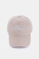 Washed ATLANTA Embroidered Baseball Cap - Atlanta Ash Mocha / One Size