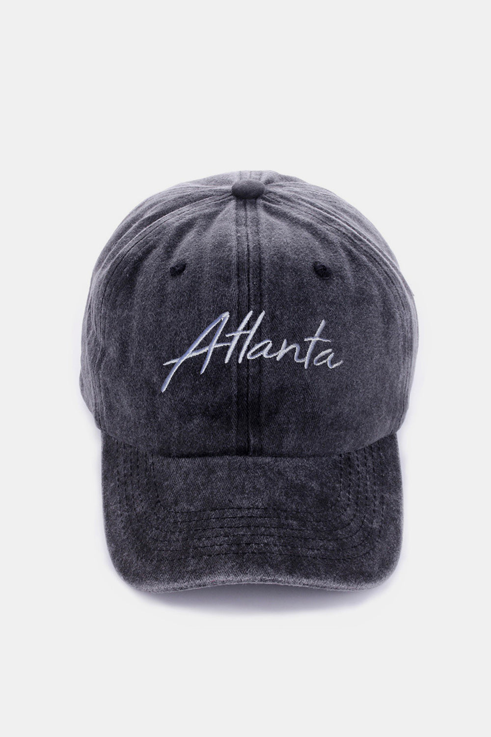 Washed ATLANTA Embroidered Baseball Cap - Atlanta Black / One Size