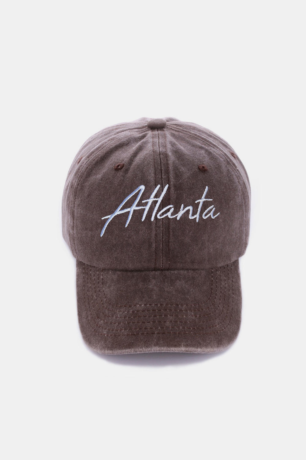 Washed ATLANTA Embroidered Baseball Cap - Atlanta Brown / One Size