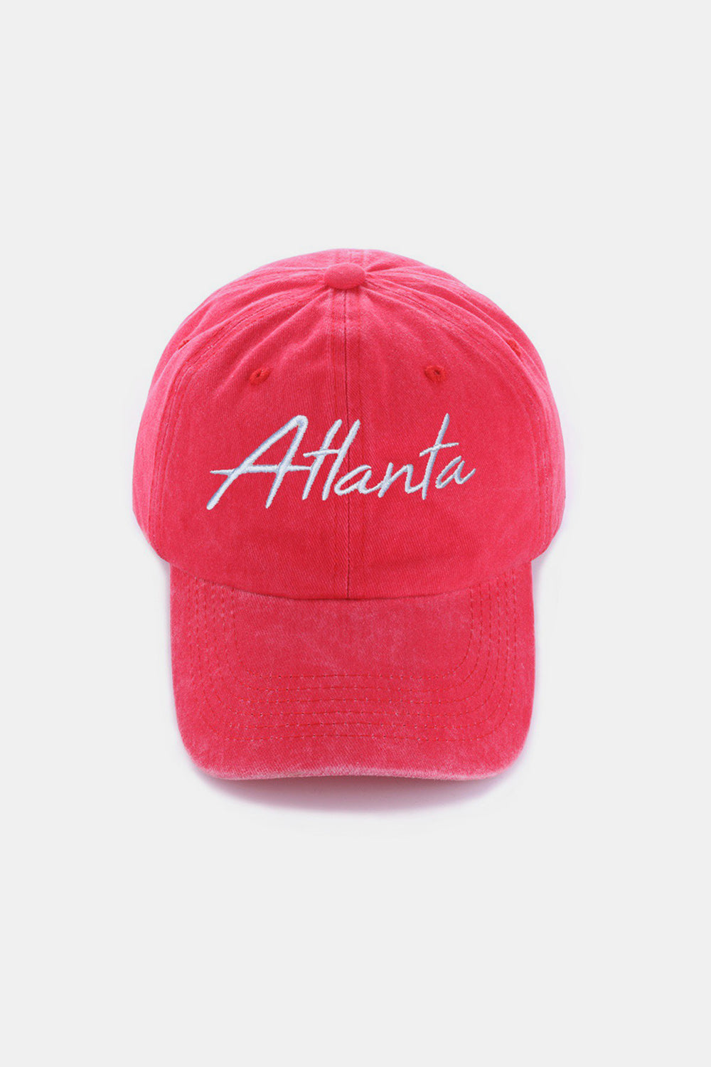 Washed ATLANTA Embroidered Baseball Cap - Atlanta Red / One Size