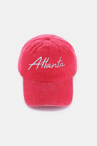 Washed ATLANTA Embroidered Baseball Cap - Atlanta Red / One Size