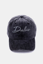 Washed DALLAS Embroidered Baseball Cap - Dallas Black / One Size