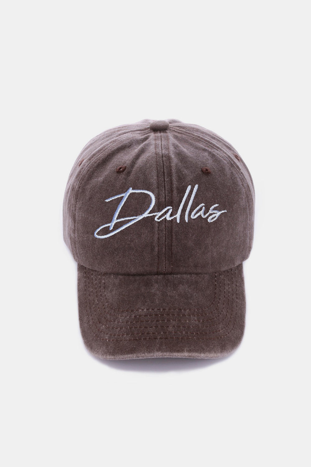 Washed DALLAS Embroidered Baseball Cap - Dallas Brown / One Size